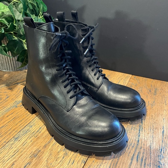 Zara Shoes - ZARA black combat boots size 39